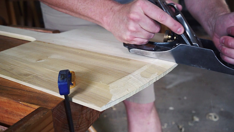 making a wooden pizza peel with a Stanley Bedrock handplane