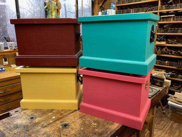Four dovetail tool chests made by Bill Anderson