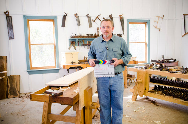 Will Myers filming the video Building the Collapsable Trestle Table with Will Myers