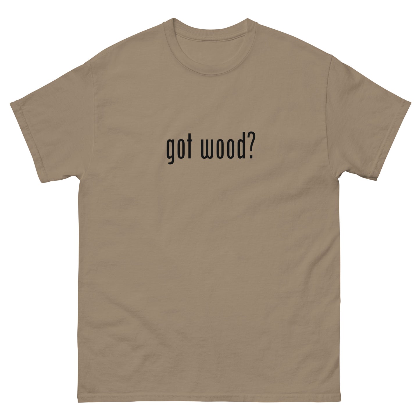 “got wood?” Woodworking T-Shirt – Black Ink (Multiple Colors)