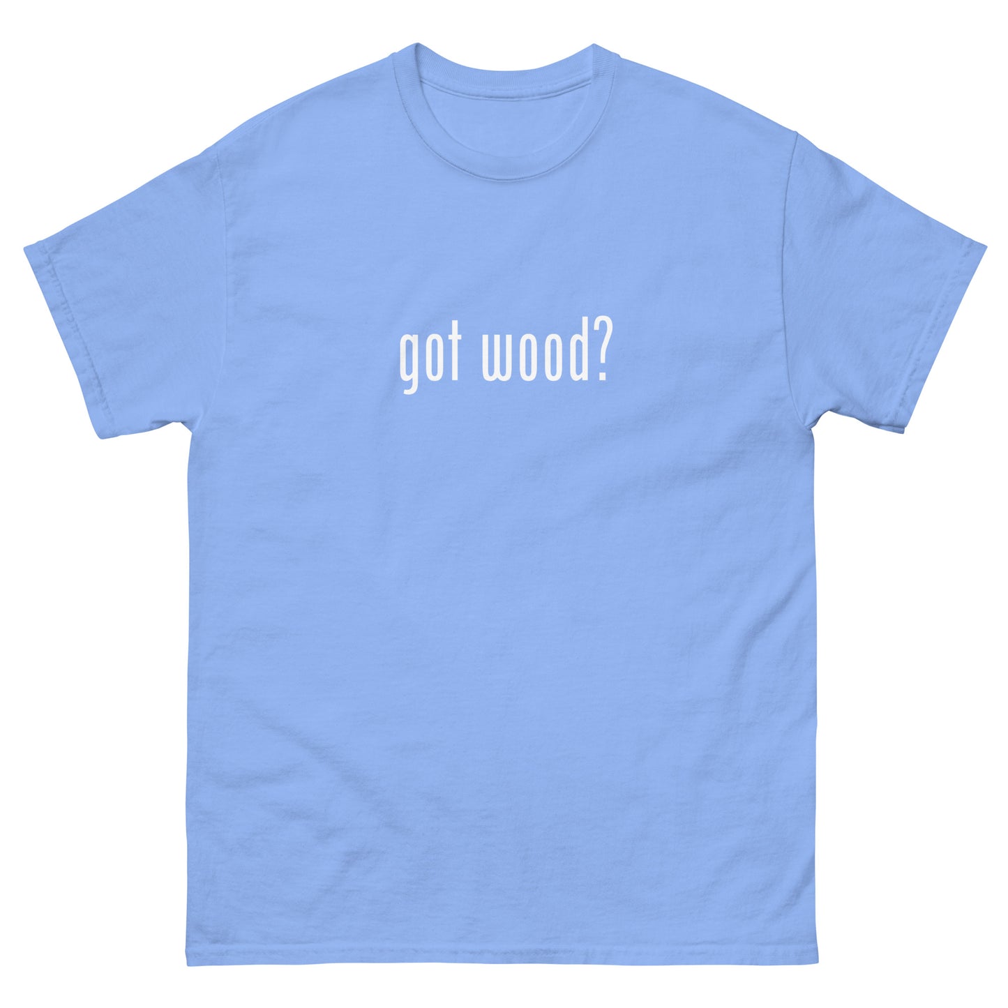 “got wood?” Woodworking T Shirt – White Ink (Multiple Colors)