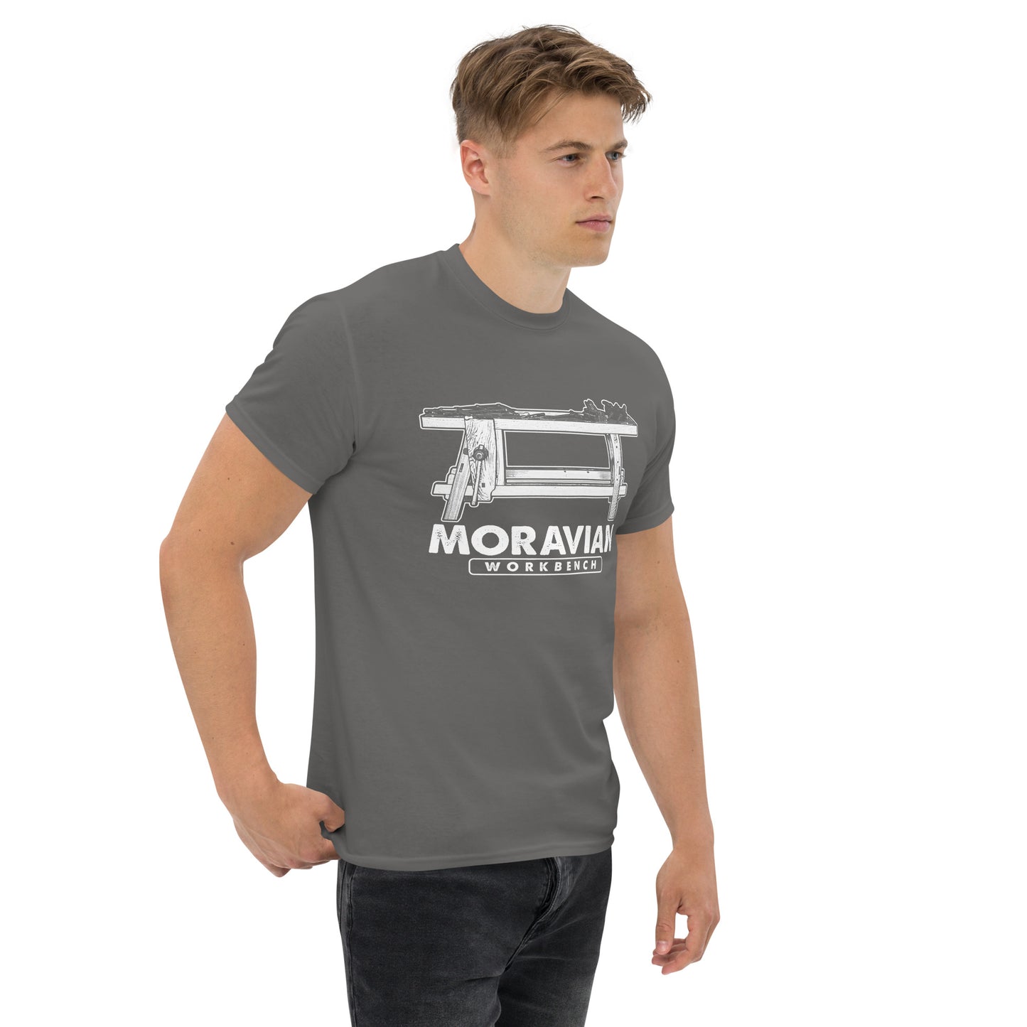 "Moravian Workbench Elevation" Woodworking T-shirt (Multiple Colors)