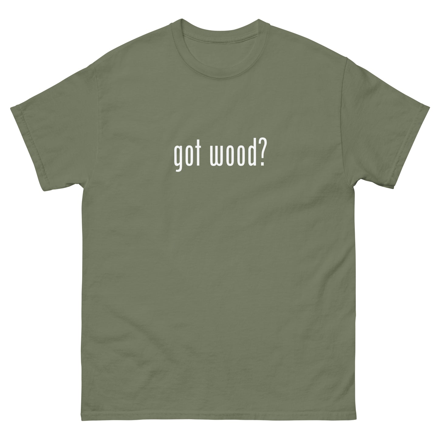 “got wood?” Woodworking T Shirt – White Ink (Multiple Colors)