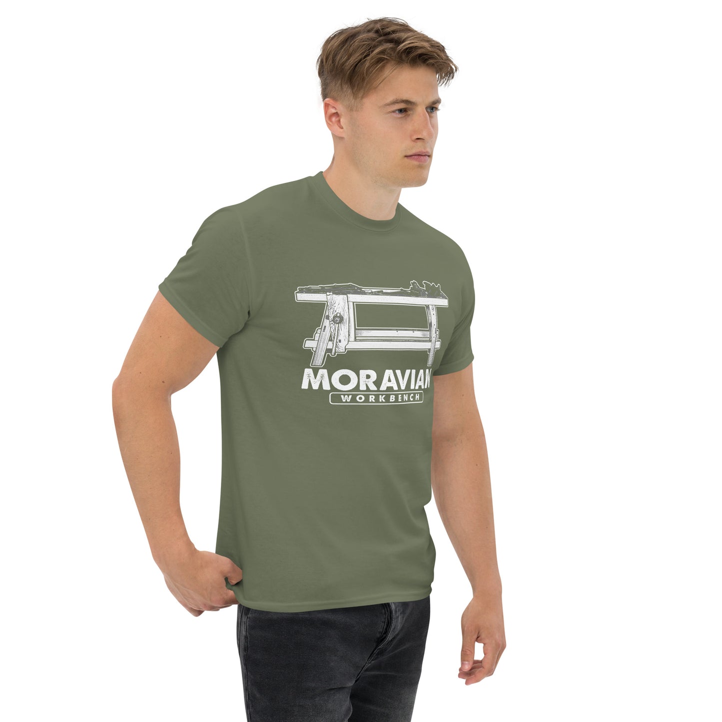 "Moravian Workbench Elevation" Woodworking T-shirt (Multiple Colors)