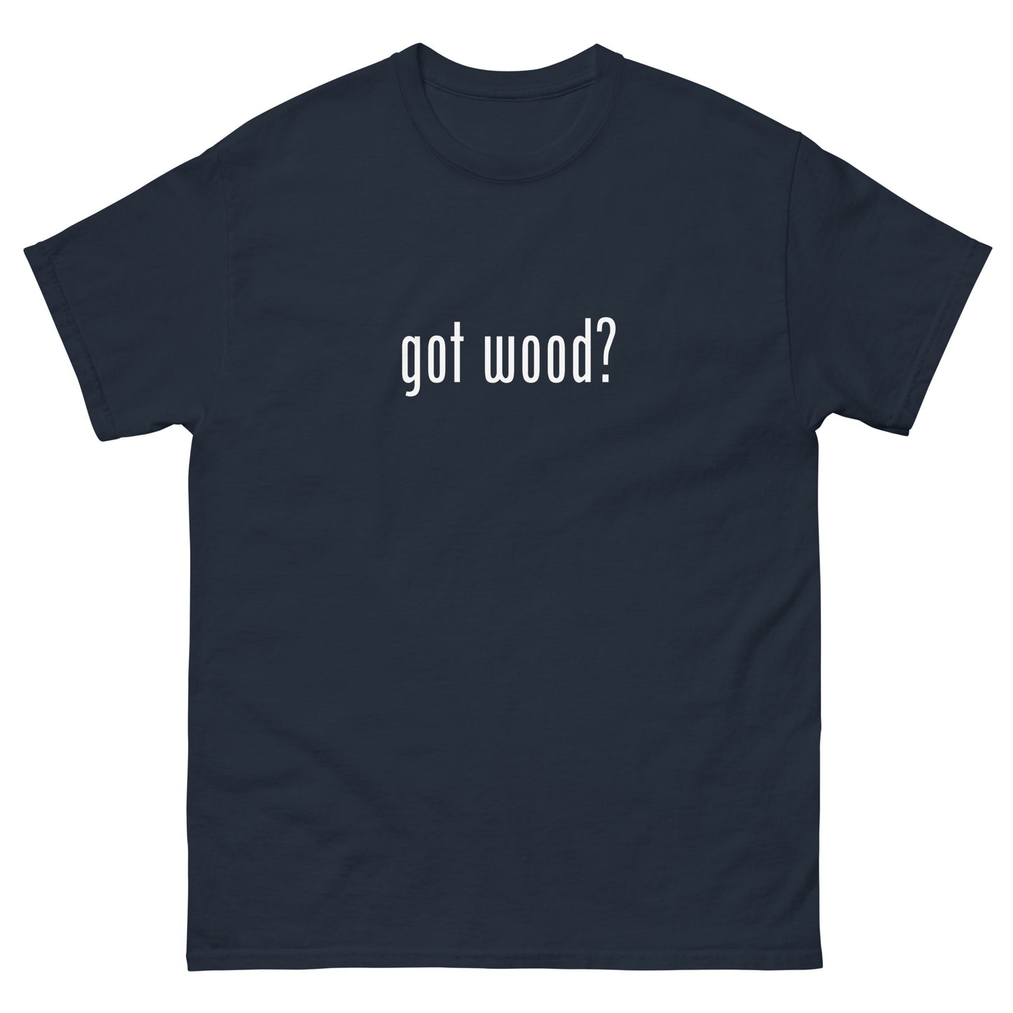 “got wood?” Woodworking T Shirt – White Ink (Multiple Colors)