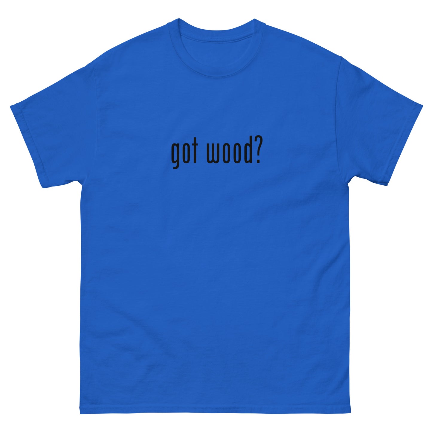 “got wood?” Woodworking T-Shirt – Black Ink (Multiple Colors)