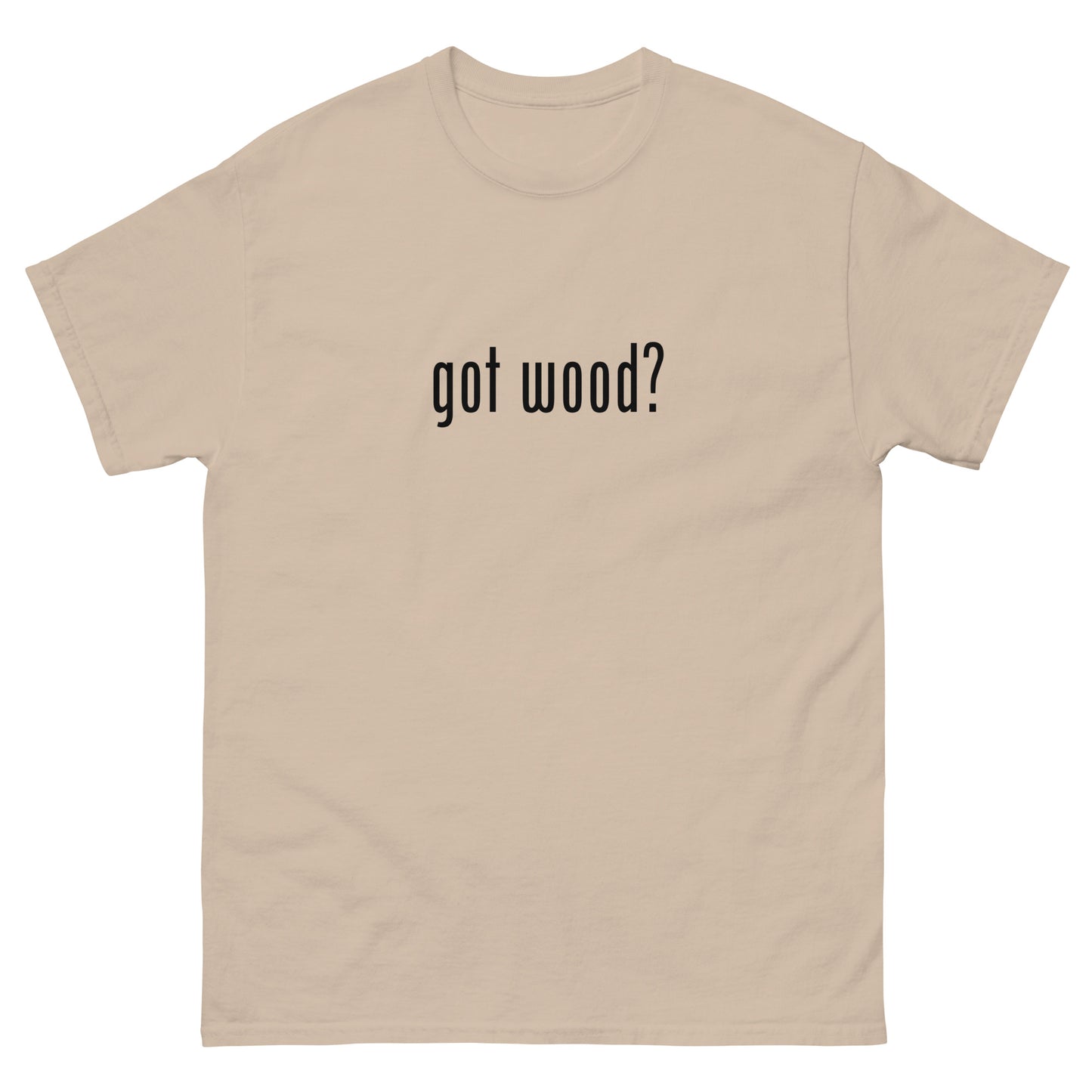 “got wood?” Woodworking T-Shirt – Black Ink (Multiple Colors)