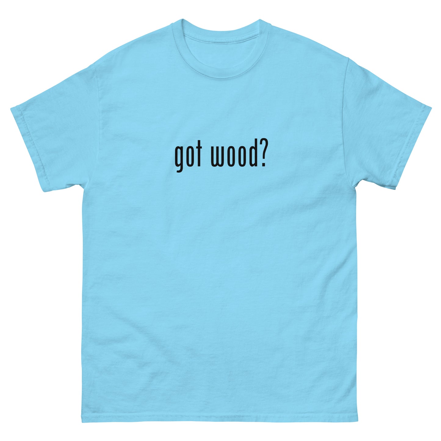 “got wood?” Woodworking T-Shirt – Black Ink (Multiple Colors)