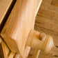 A portable Moravian Workbench wooden screw leg vise