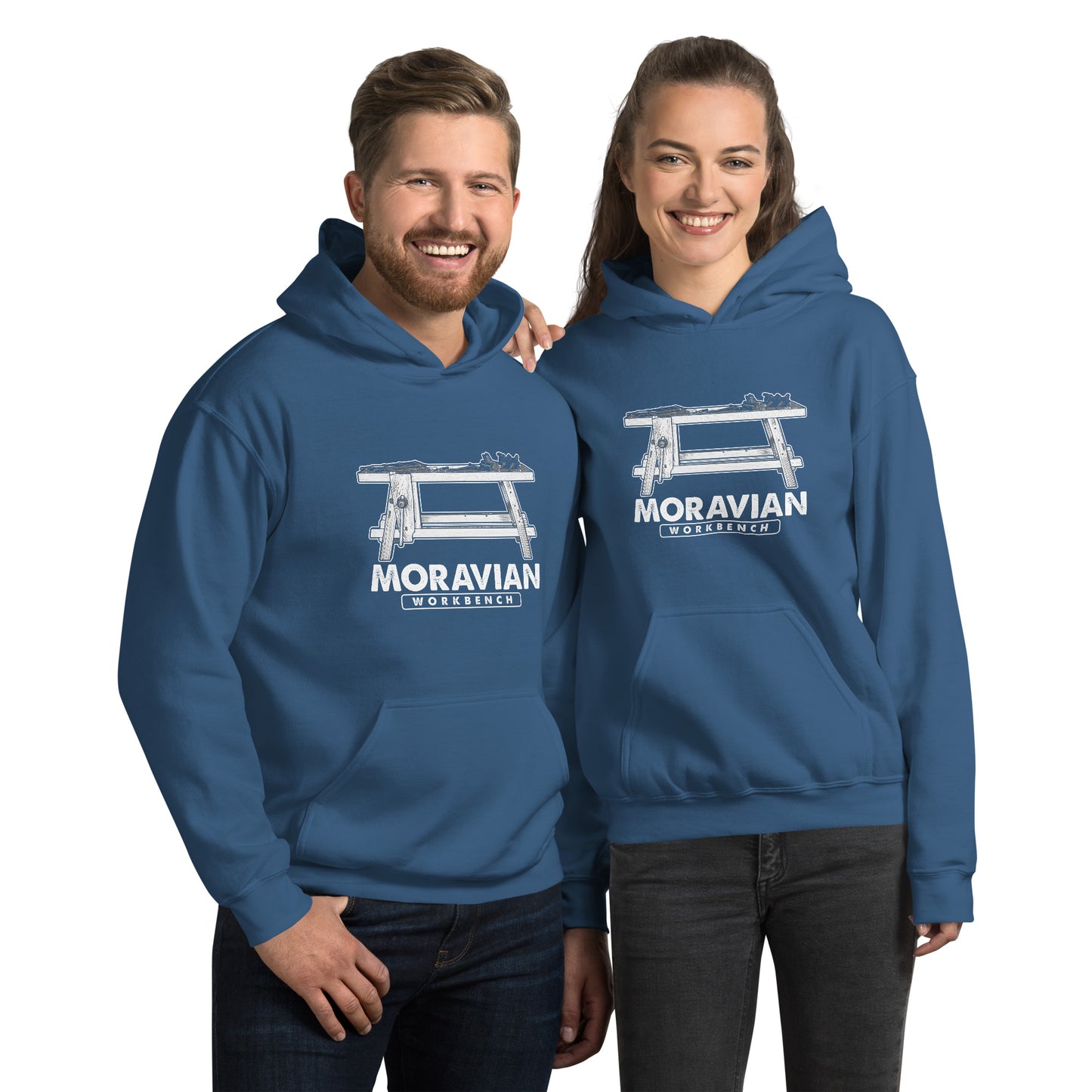 "Moravian Workbench Elevation" Unisex Hoodie for Woodworkers (Multiple Colors)