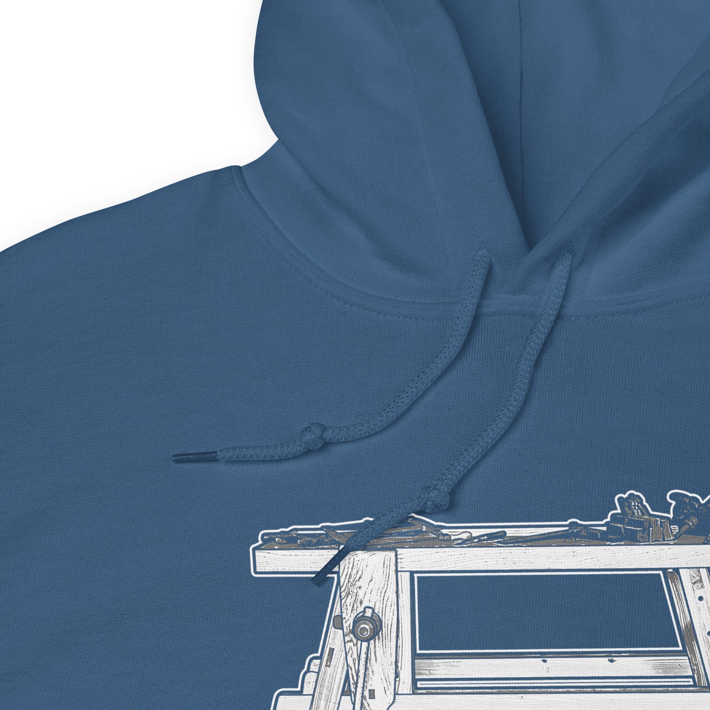 "Moravian Workbench Elevation" Unisex Hoodie for Woodworkers (Multiple Colors)