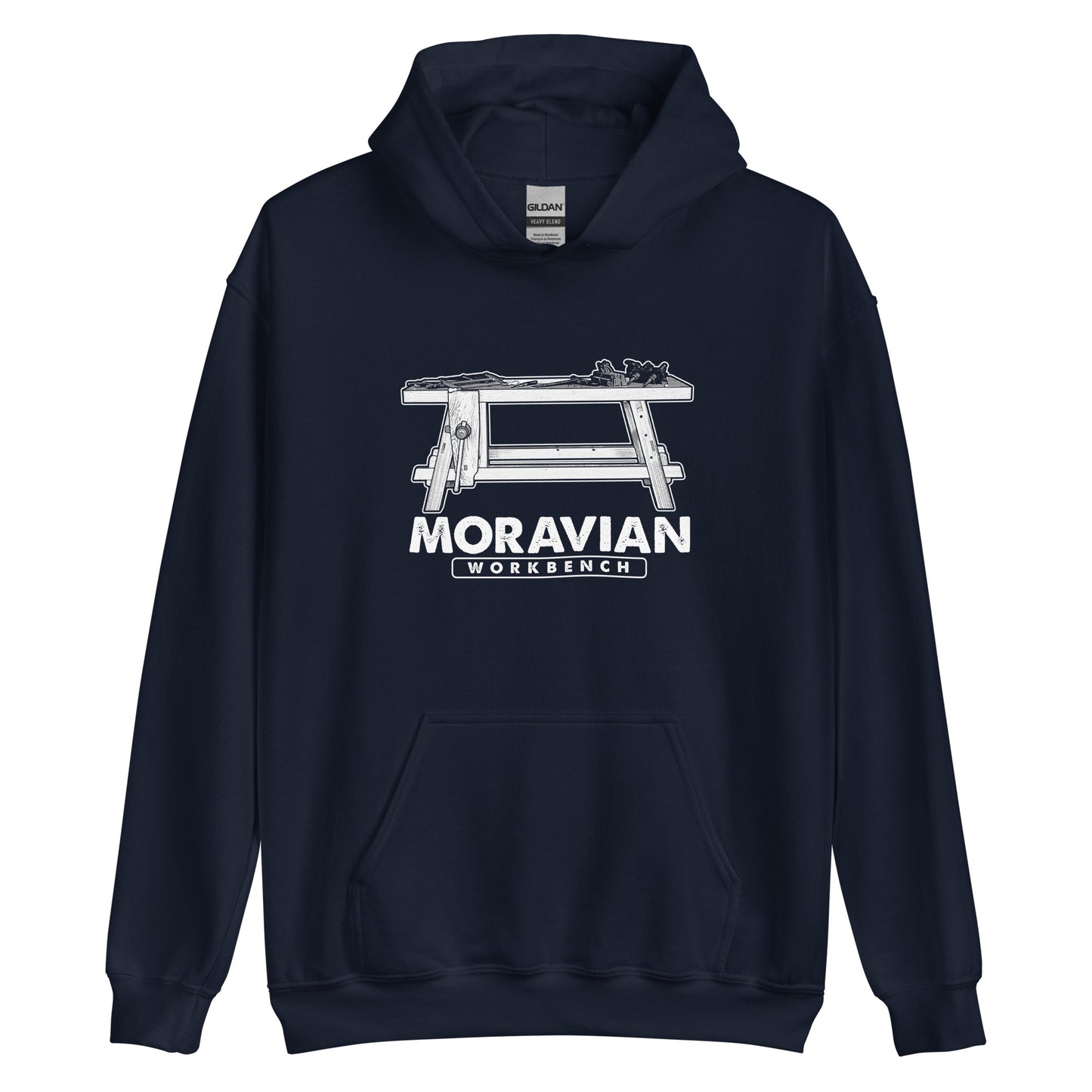 "Moravian Workbench Elevation" Unisex Hoodie for Woodworkers (Multiple Colors)