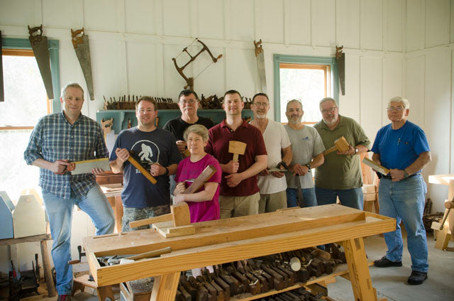 Students at the introduction to hand tool woodworking class