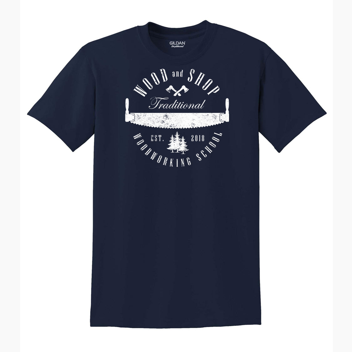 “Wood and Shop” Traditional Woodworking School T-Shirt (Multiple Colors)