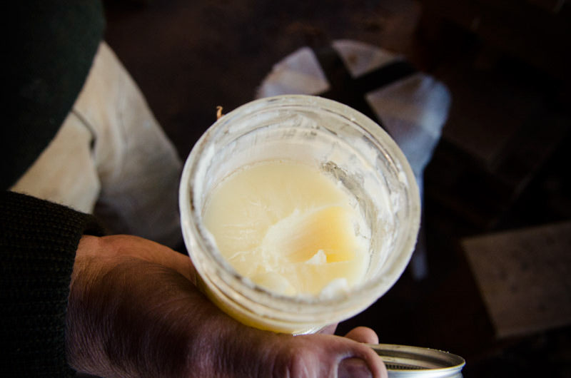 Don Williams shellac wax at a historic wood finishing woodworking class