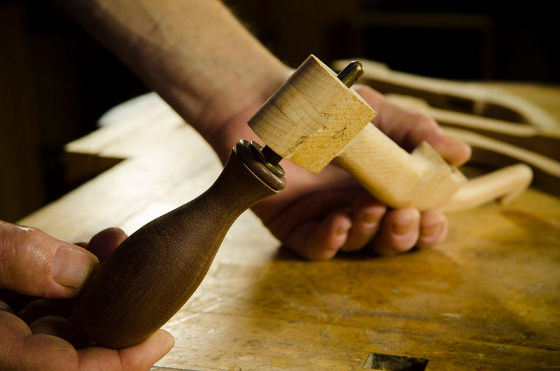 Bill Anderson setting the handle and pins while making a Howarth Bowsaw