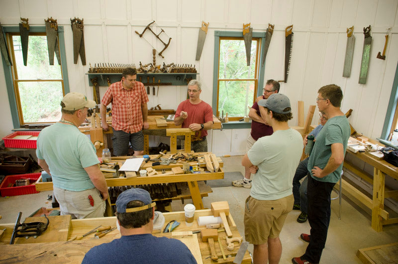 Tom Calisto teaching a woodworking class on making a dovetail saw and tenon saw