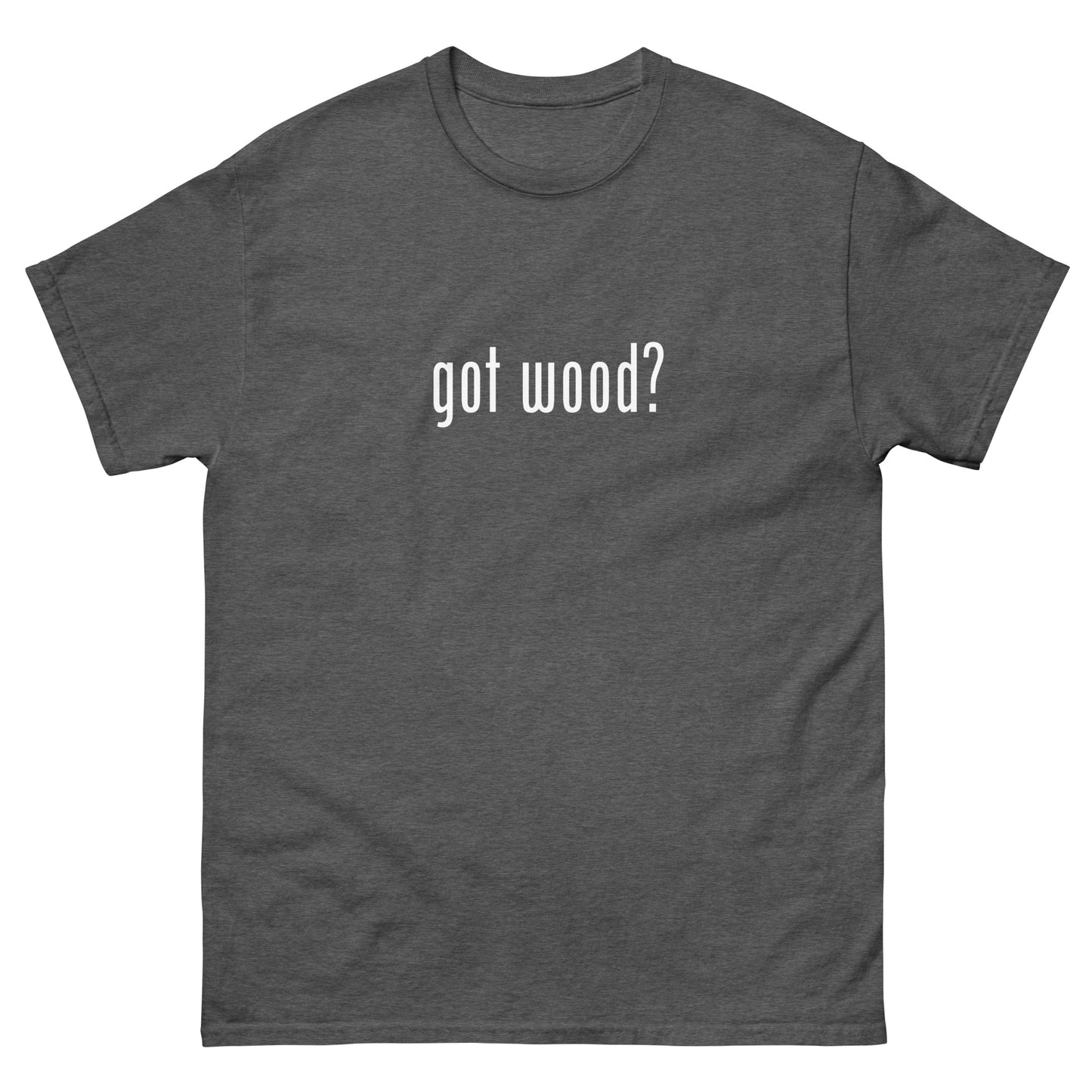 “got wood?” Woodworking T Shirt – White Ink (Multiple Colors)