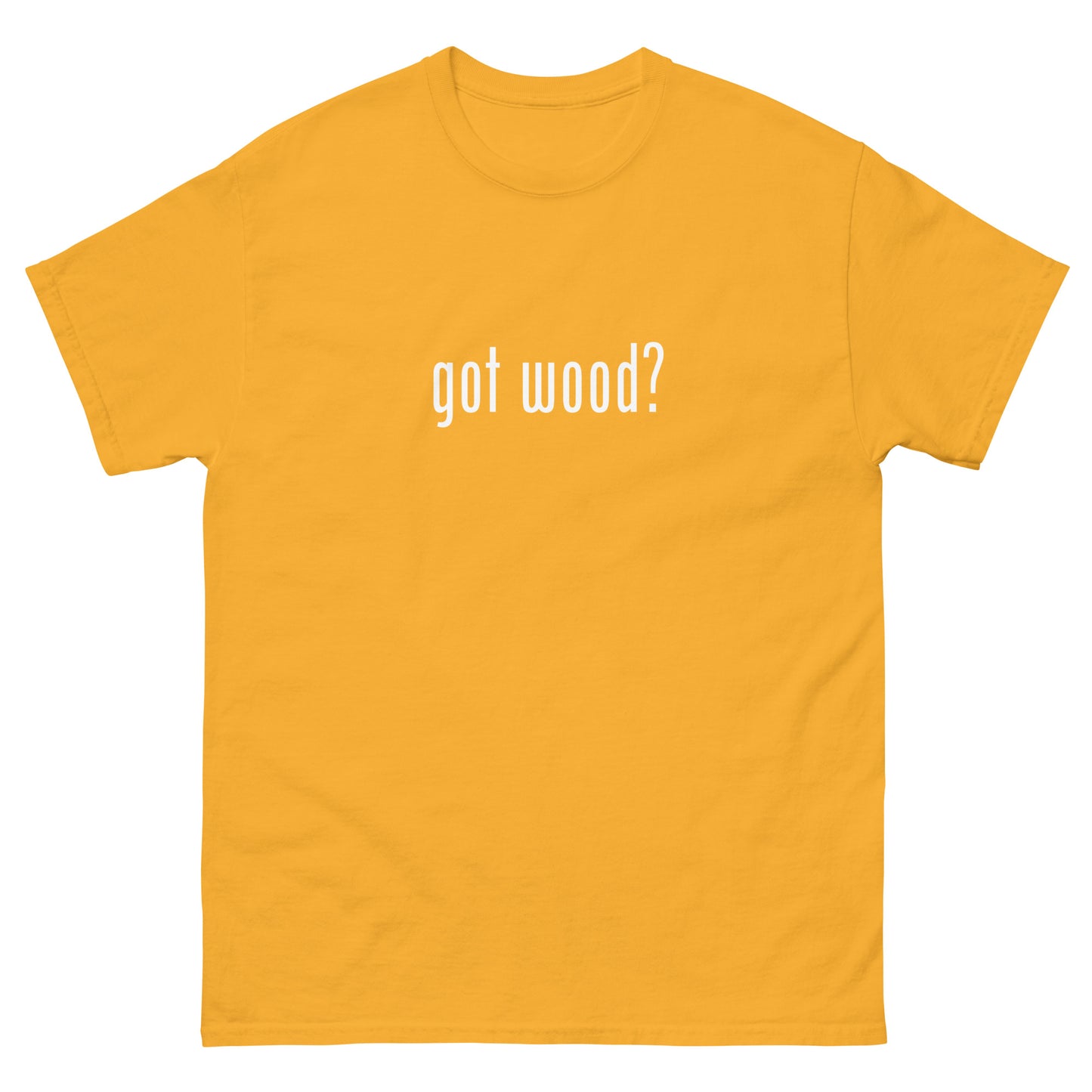 “got wood?” Woodworking T Shirt – White Ink (Multiple Colors)