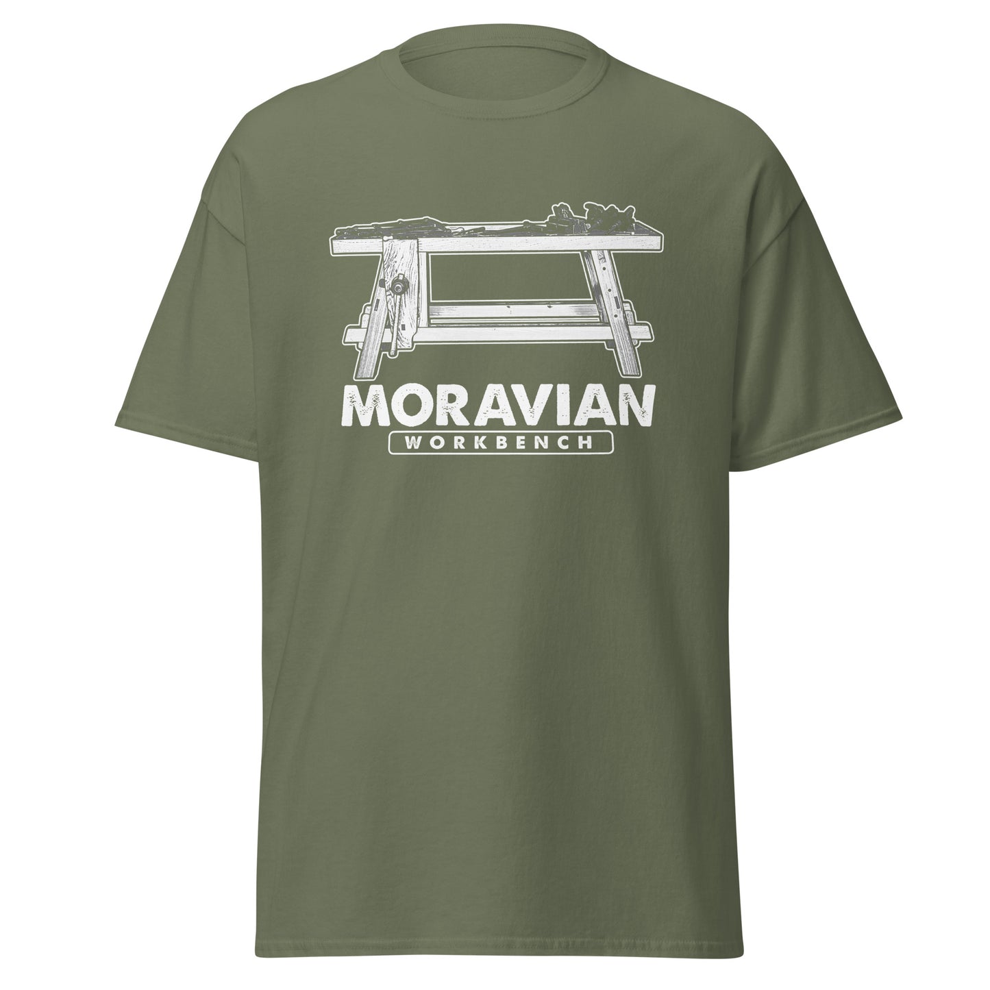 "Moravian Workbench Elevation" Woodworking T-shirt (Multiple Colors)
