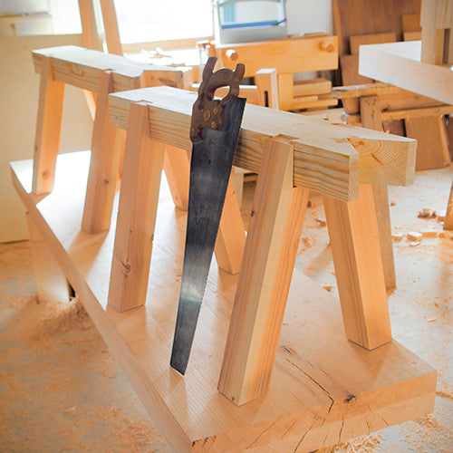 Pair of Heavy Duty Sliding Dovetail Saw Benches in Joshua Farnsworth's woodworking workshop