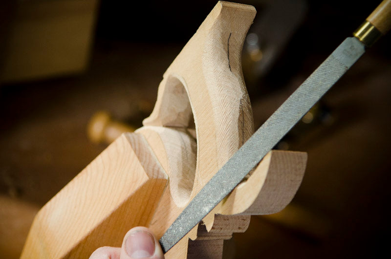 Using a rasp to shape a hand saw handle or dovetail saw handle