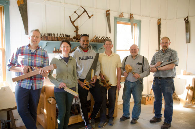 Students at the introduction to hand tool woodworking class