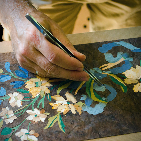 Dave Heller veneer and inlay work floral designs