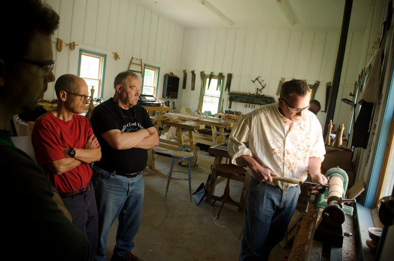 Will Myers Demonstrating Woodturning To Students At Joshua Farnsworth'S Wood And Shop Traditional Woodworking School