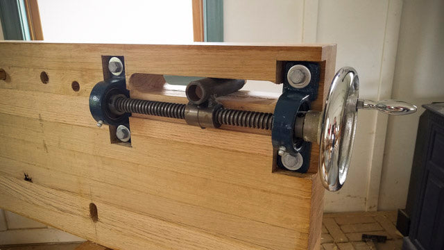 Wagon Vise or Tail Vise for Moravian Workbench from underneath
